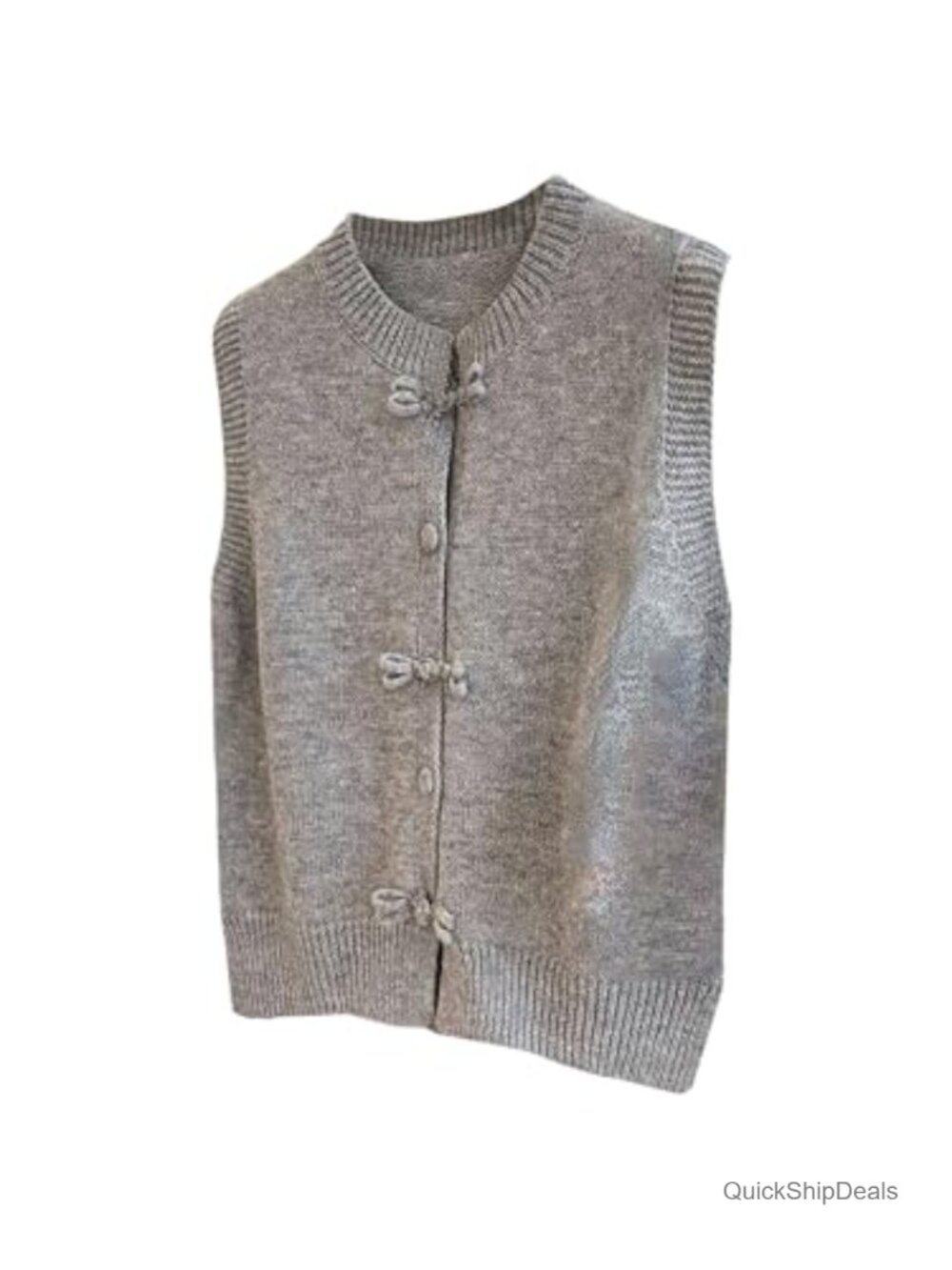 Verdusa Button Front Sweater Vest Sleeveless Knitted Tank Top